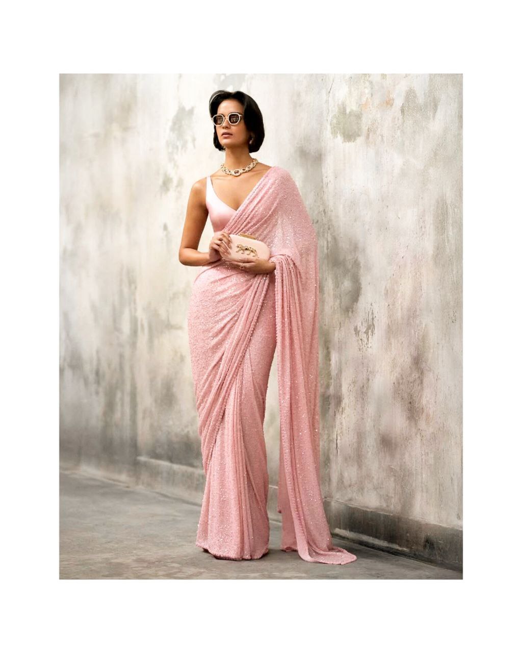 Full Saree Of FAUX Georgette With Heavy 5MM & 3MM Khichdi Sequence Embrodery Work

( JP42)