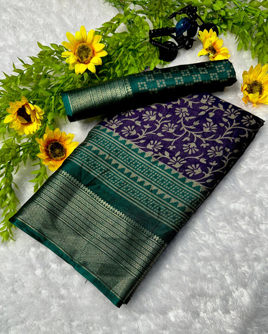 Soft bleck dola silk sarees with * *kalamkari design*