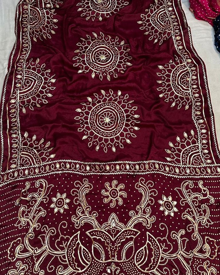 Gaji Silk Gota patti Bandhani Saree