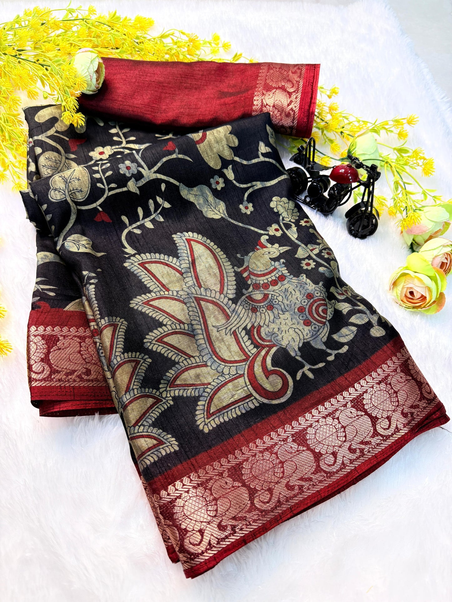 Soft bleck dola silk sarees