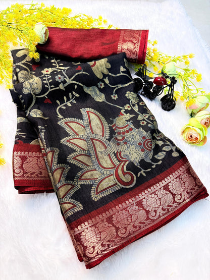 Soft bleck dola silk sarees
