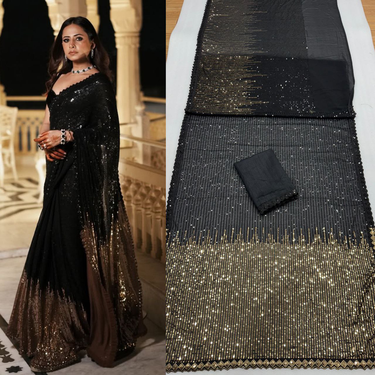 Full Saree Of Heavy quality 60 gram Georgette

( JP38)