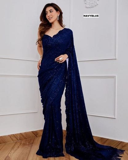 Full Saree Of Georgette With Heavy 5MM Sequence Embrodery Work
( JP12 )