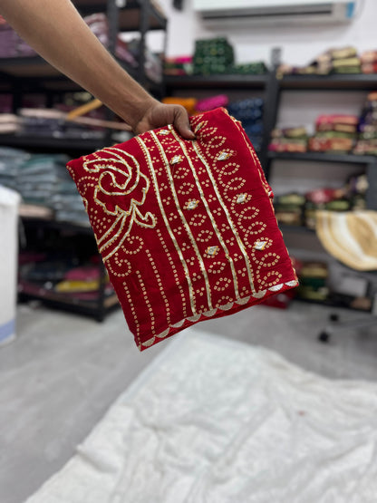Gaji Silk Gota patti Bandhani Saree