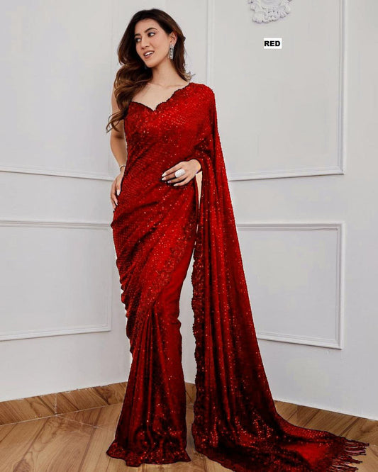 Full Saree Of Georgette With Heavy 5MM Sequence Embrodery Work
( JP12 )