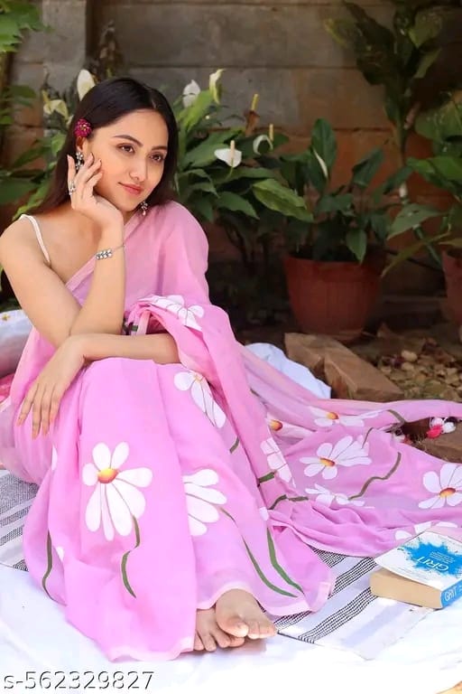 Pure Linen Digital print saree 
( JP24 )