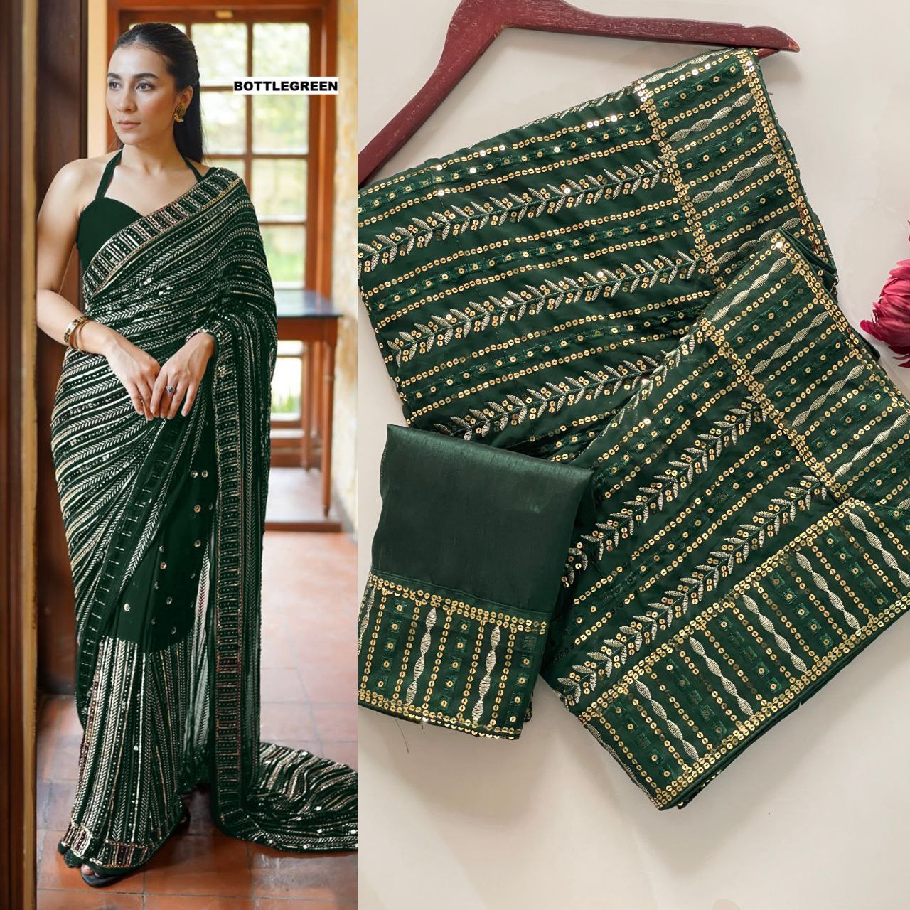 Full Saree Of Heavy quality 60 gram Georgette

( JP43)