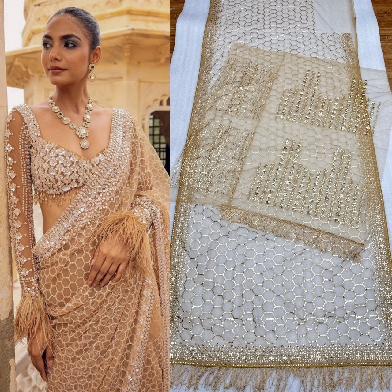 Full Saree of Heavy Quality Butterfly Net

( JP37)