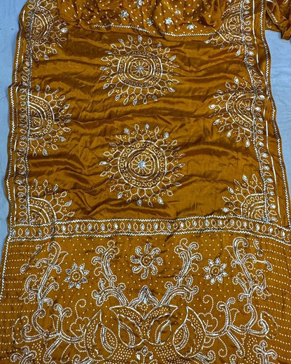 Gaji Silk Gota patti Bandhani Saree