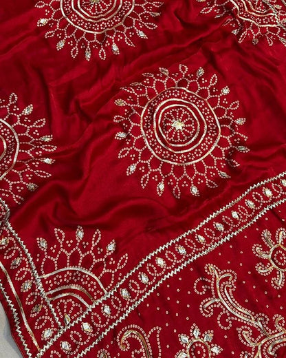 Gaji Silk Gota patti Bandhani Saree