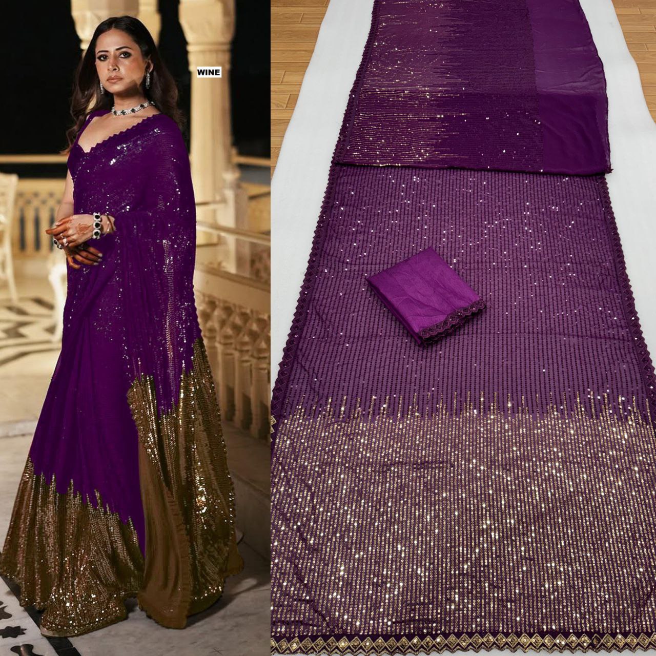 Full Saree Of Heavy quality 60 gram Georgette

( JP38)