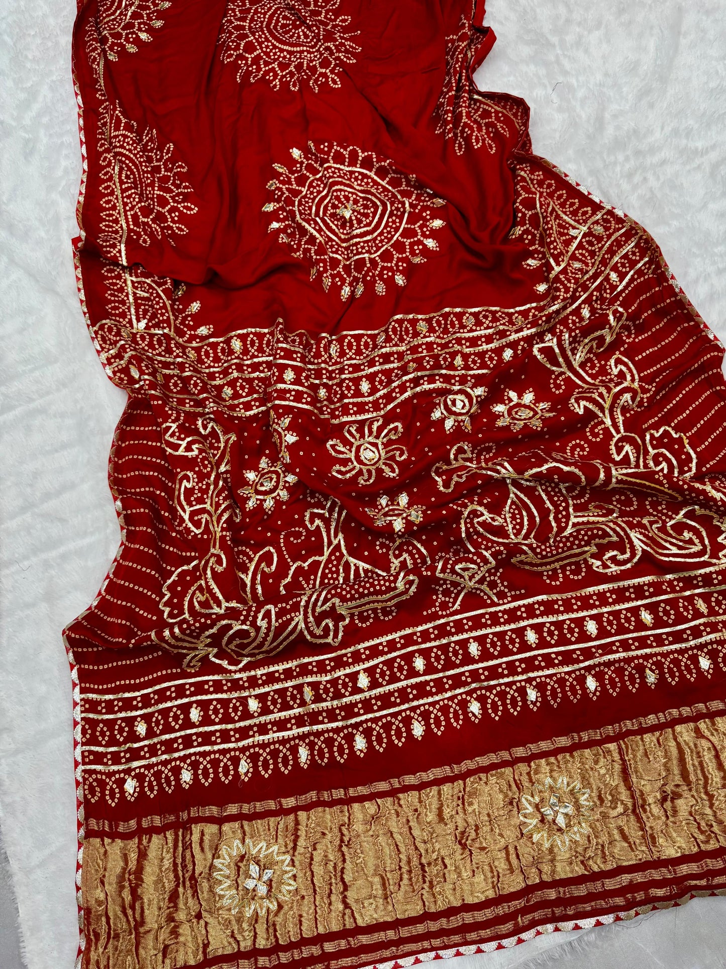Gaji Silk Gota patti Bandhani Saree