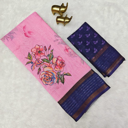 Pure Linen Digital print saree 
( JP23 )