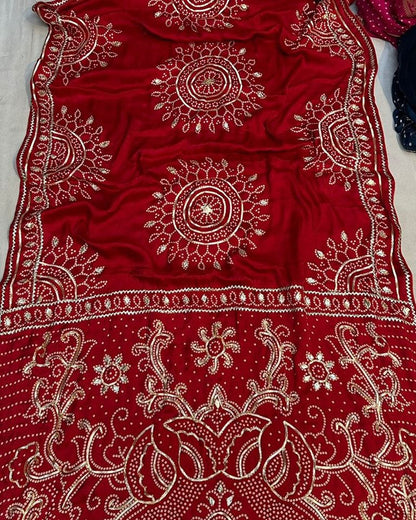 Gaji Silk Gota patti Bandhani Saree