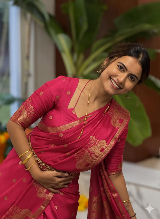 Pure Muslin Silk Saree With contrast Blouse