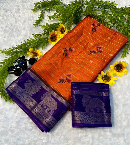 mysore silk saree with all over weaving and fantastic two tone padding border*