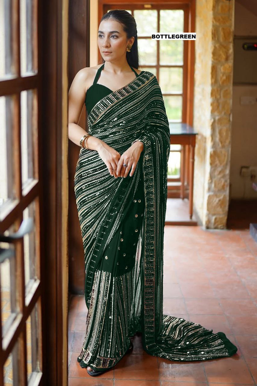 Full Saree Of Heavy quality 60 gram Georgette

( JP43)