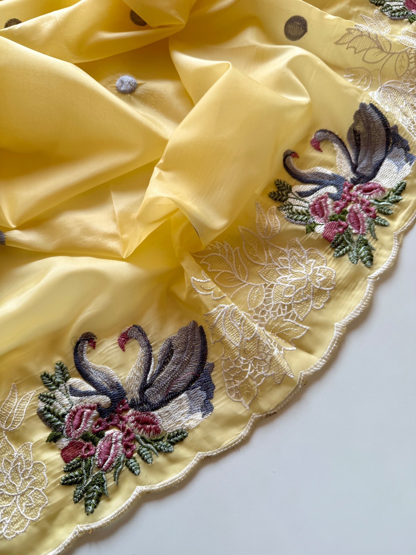 crystal tissue with Viscose therd embroidery work with cut work