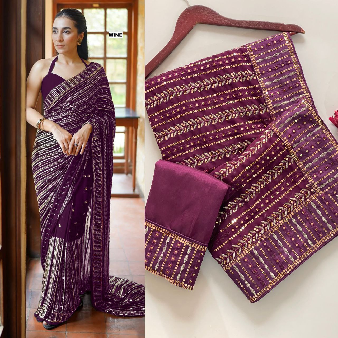 Full Saree Of Heavy quality 60 gram Georgette

( JP43)
