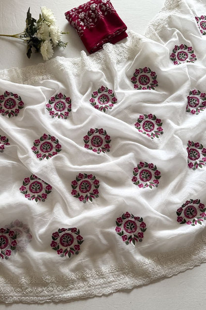 Pure crush Georgette chiffon Saree
