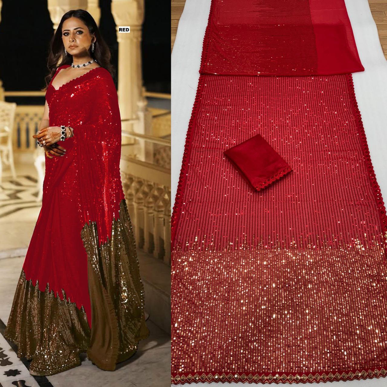Full Saree Of Heavy quality 60 gram Georgette

( JP38)