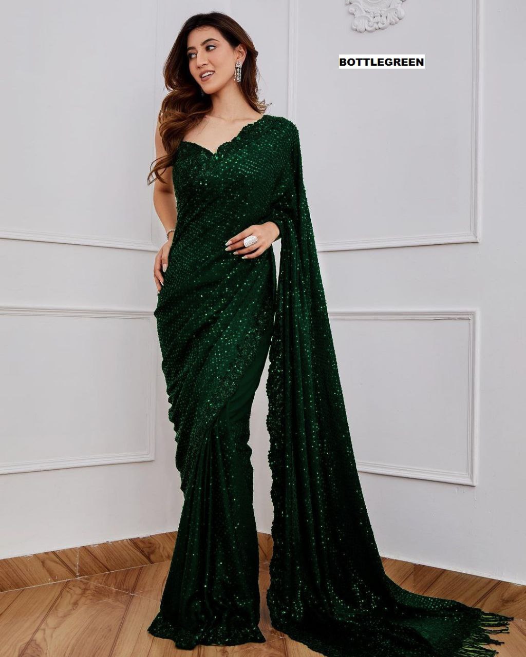 Full Saree Of Georgette With Heavy 5MM Sequence Embrodery Work
( JP12 )