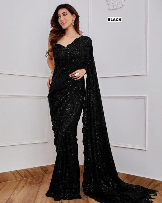 Full Saree Of Georgette With Heavy 5MM Sequence Embrodery Work
( JP12 )