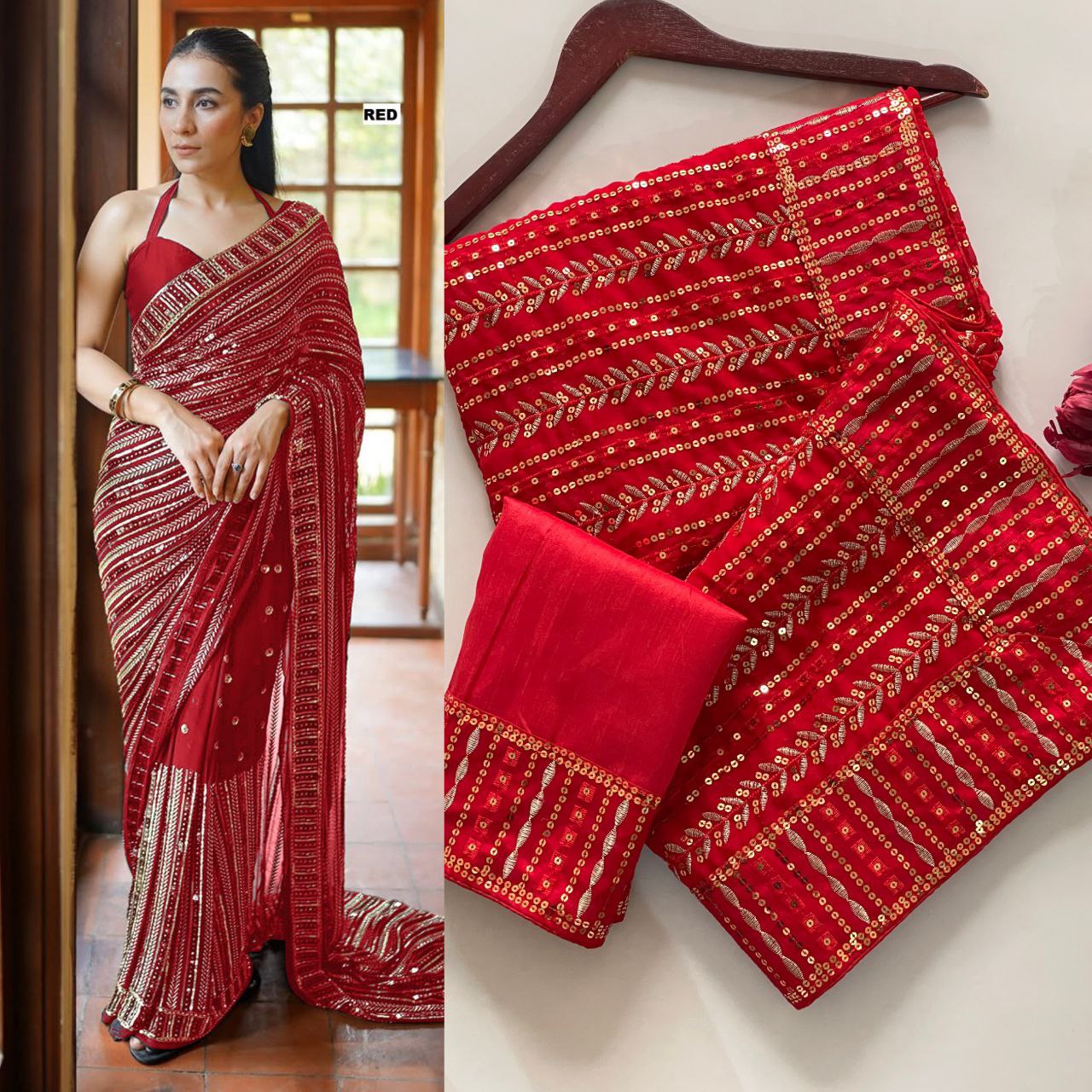 Full Saree Of Heavy quality 60 gram Georgette

( JP43)