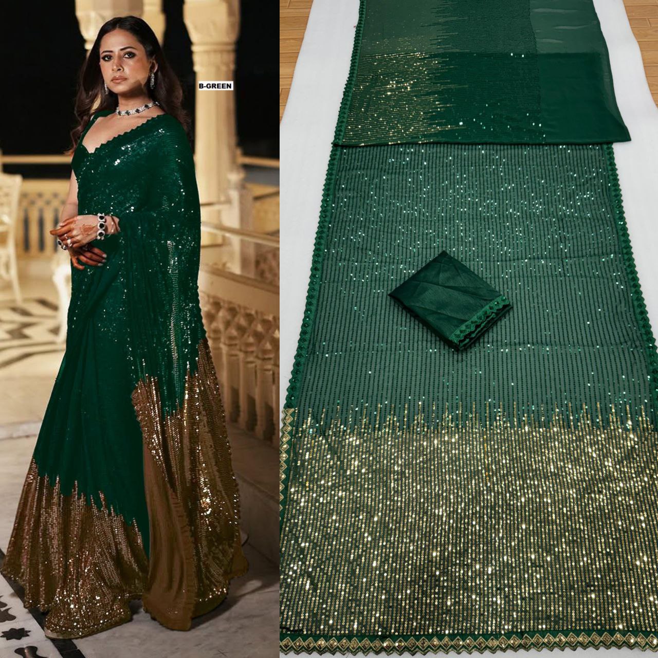 Full Saree Of Heavy quality 60 gram Georgette

( JP38)