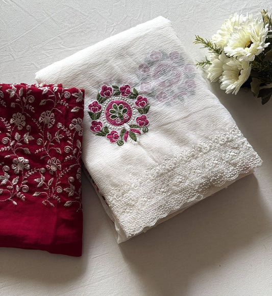 Pure crush Georgette chiffon Saree